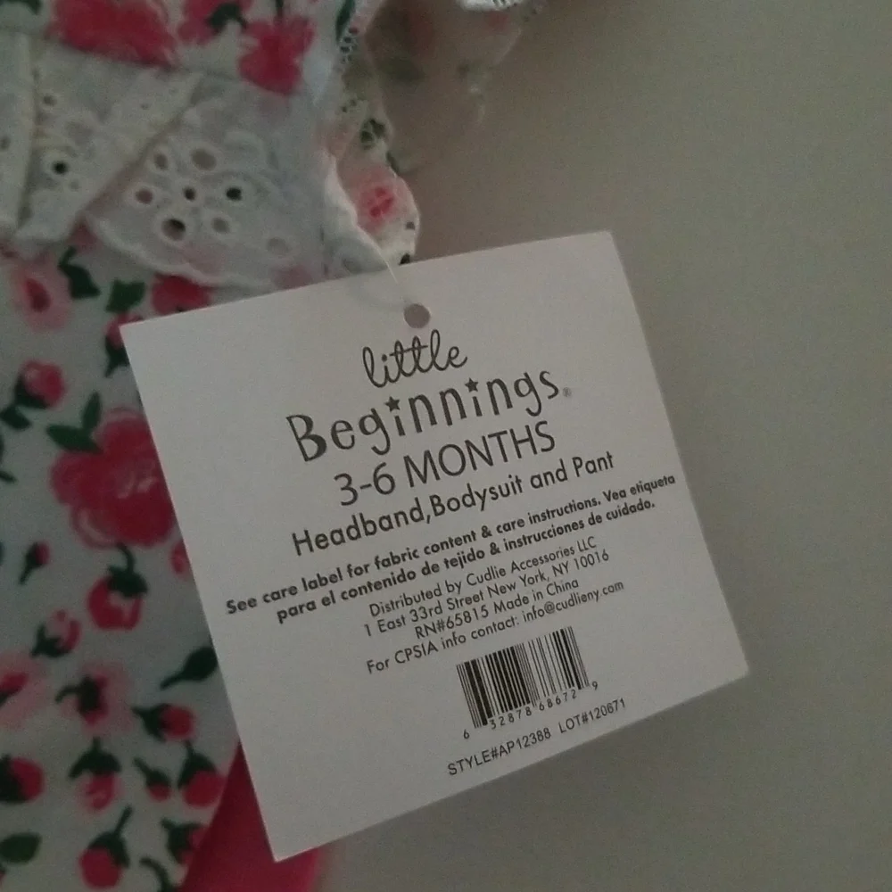 Little Beginings Girls 3 Pc Set 3/6 Months NEW